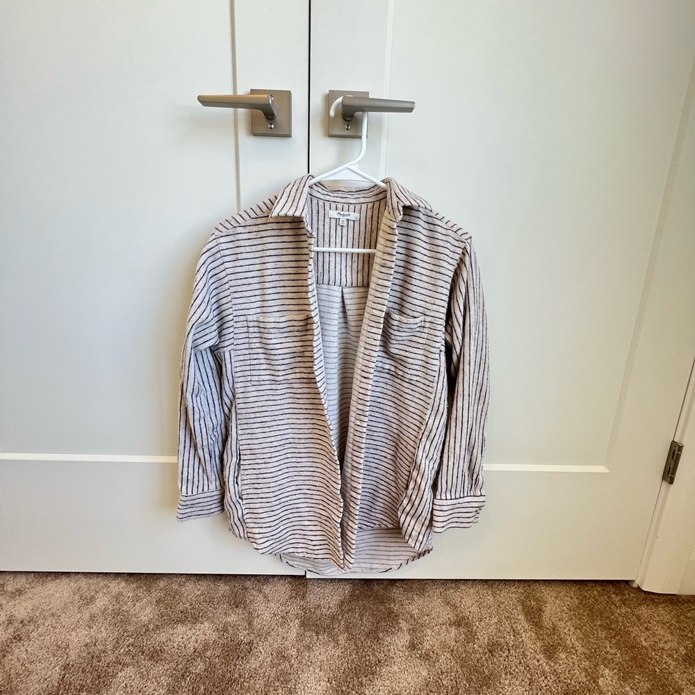 Madewell Oatmeal Button Down Flannel with pockets